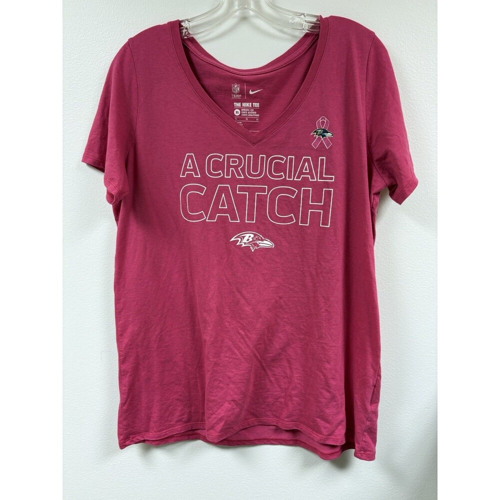 Nike NFL Baltimore Ravens Crucial Catch Pink Tee Women's Size XL